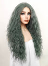Ash Green Curly Lace Front Synthetic Wig LF3210