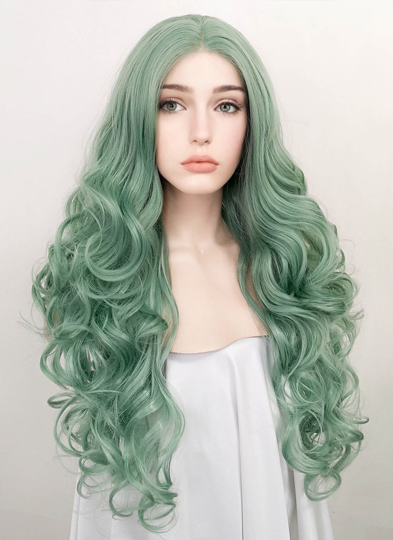 bright green lace front wig