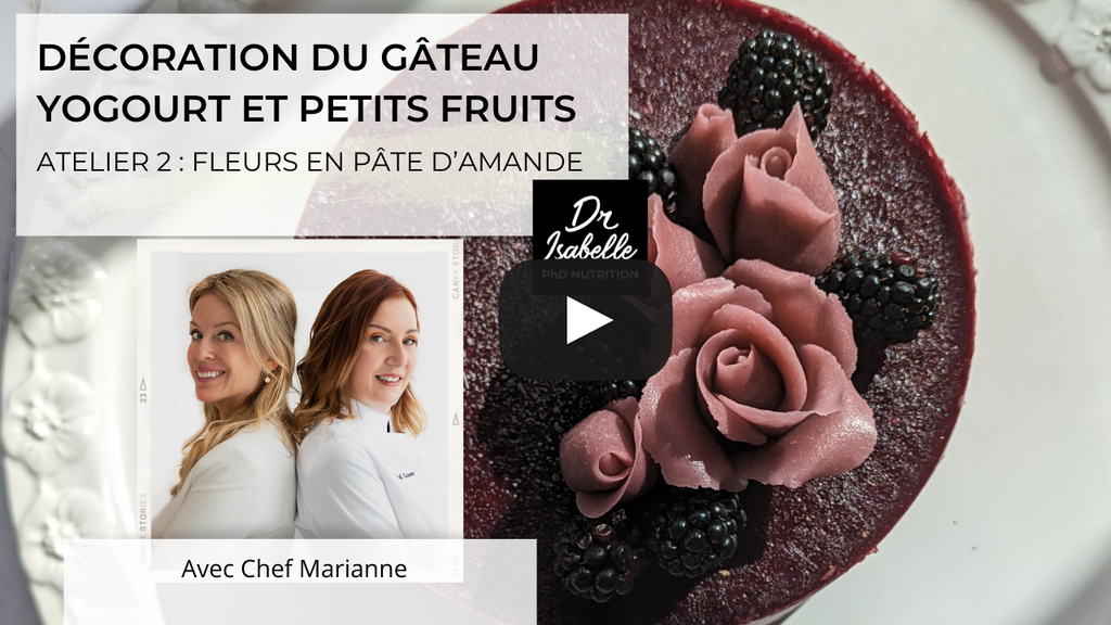 Découvrez comment décorer le superbe gâteau au yogourt et petits fruits d'Isabelle Huot Docteure en nutrition en collaboration avec Chef Marianne. Dans cette vidéo, chef Marianne vous propose une version utilisant la pâte d'amande.