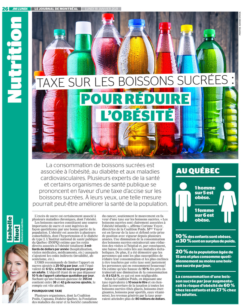 First page of Isabelle Huot's article on taxes on sugary drinks