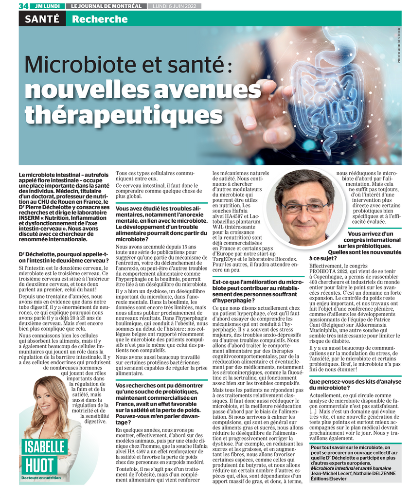 Apprenez-en davantage sur le microbiote dans cet article d'Isabelle Huot Docteure en nutrition pour le Journal de Montréal.
