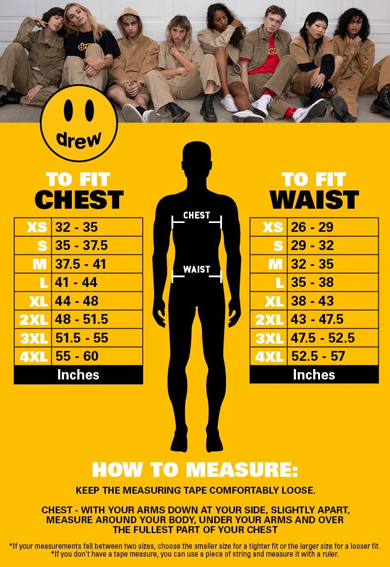 Drew House Size Chart