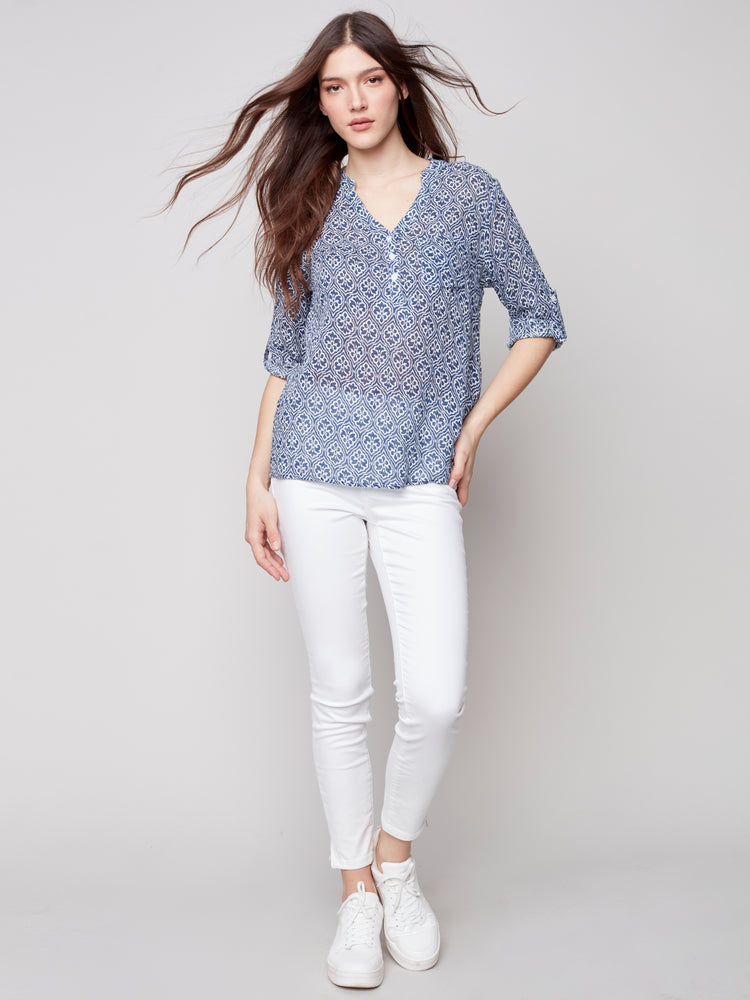 Charlie B Spring/Summer 2023-C4188Z-274C-Blouse-Ocean | The Coach Pyramids