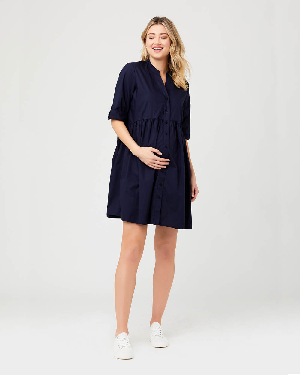 Ripe Maternity Bloom Button Through Dress In Natural