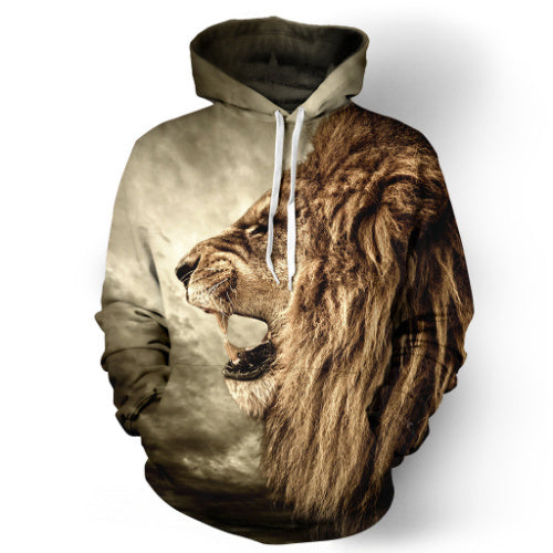 3d lion print hoodie