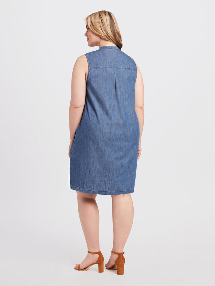 draper james chambray ruffle shift dress