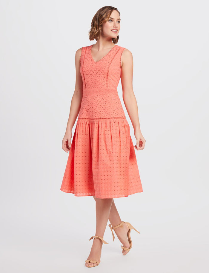 eyelet dress midi