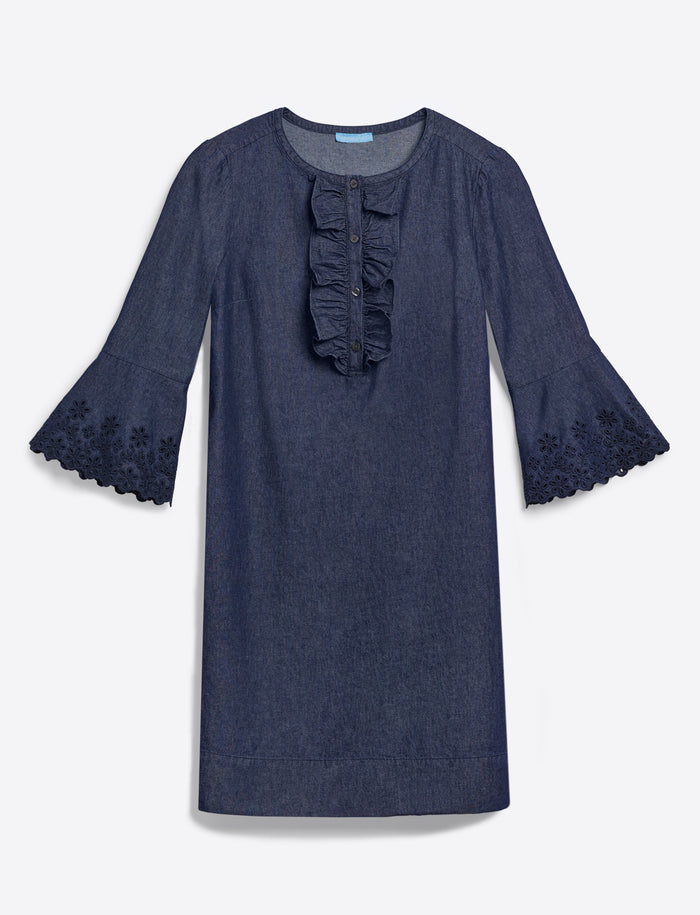 draper james chambray ruffle shift dress