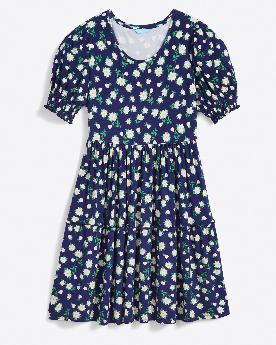 Deana Smocked Dress in Dark Wash