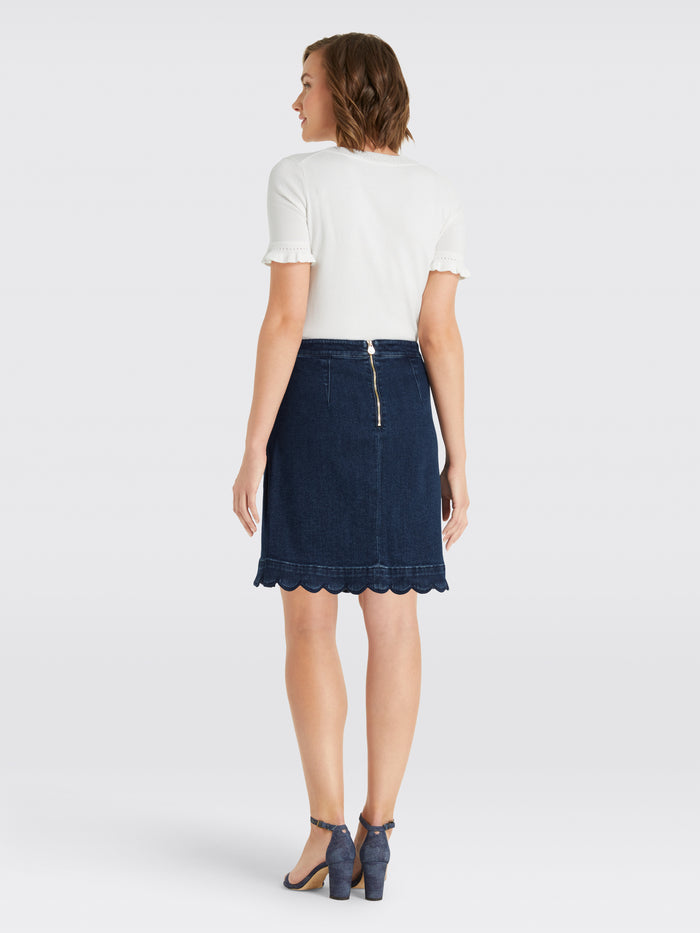 scallop denim skirt