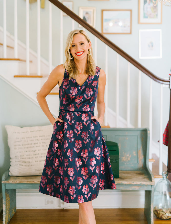 v neck flower dress