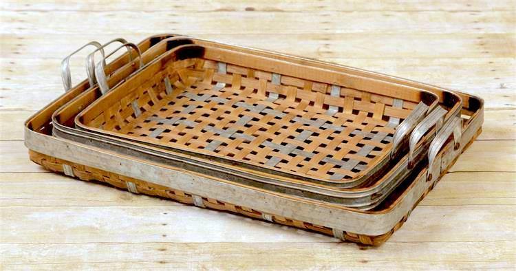 Bamboo and Metal Trays - The Vintage Home Studio