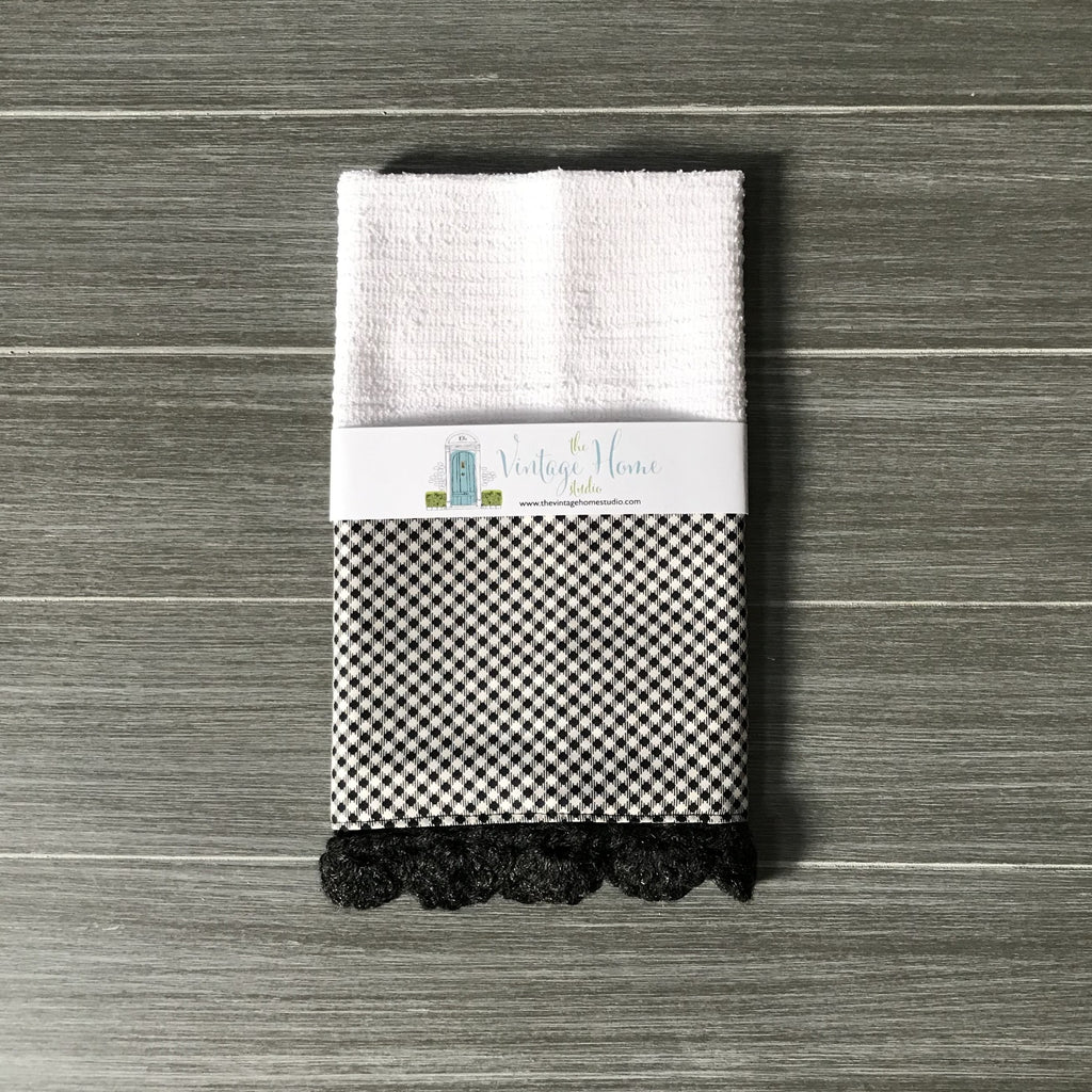 Black and White Capsules Crochet Kitchen Towel