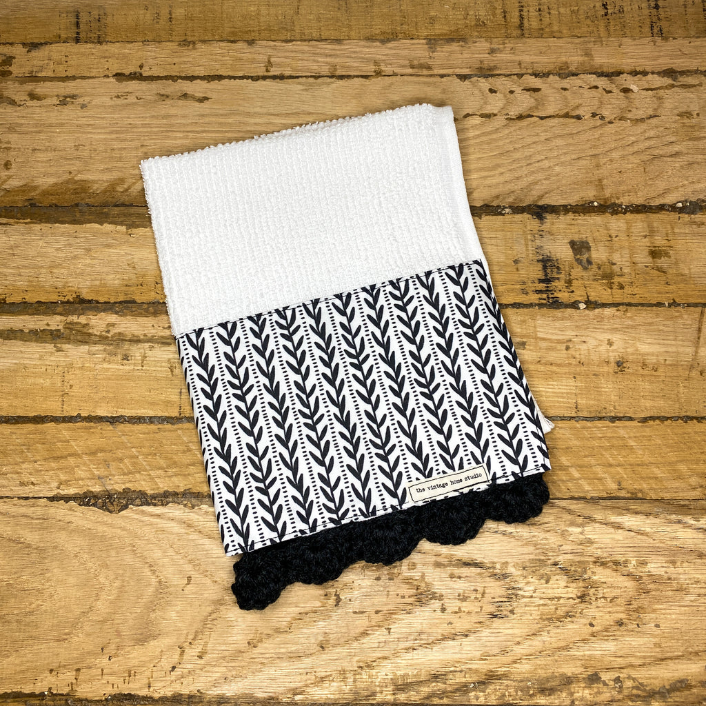 Black and White Capsules Crochet Kitchen Towel