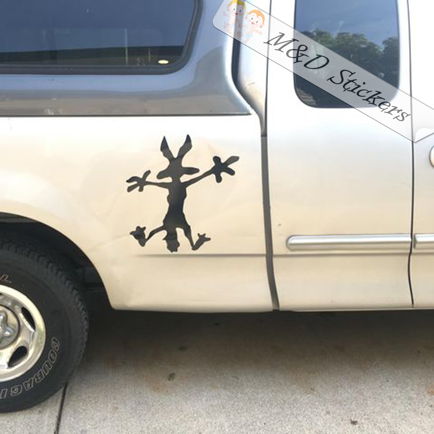 Wile E Coyote Hitting Wall Splat Wiley Vinyl Decal Sticker Car Truck Window 