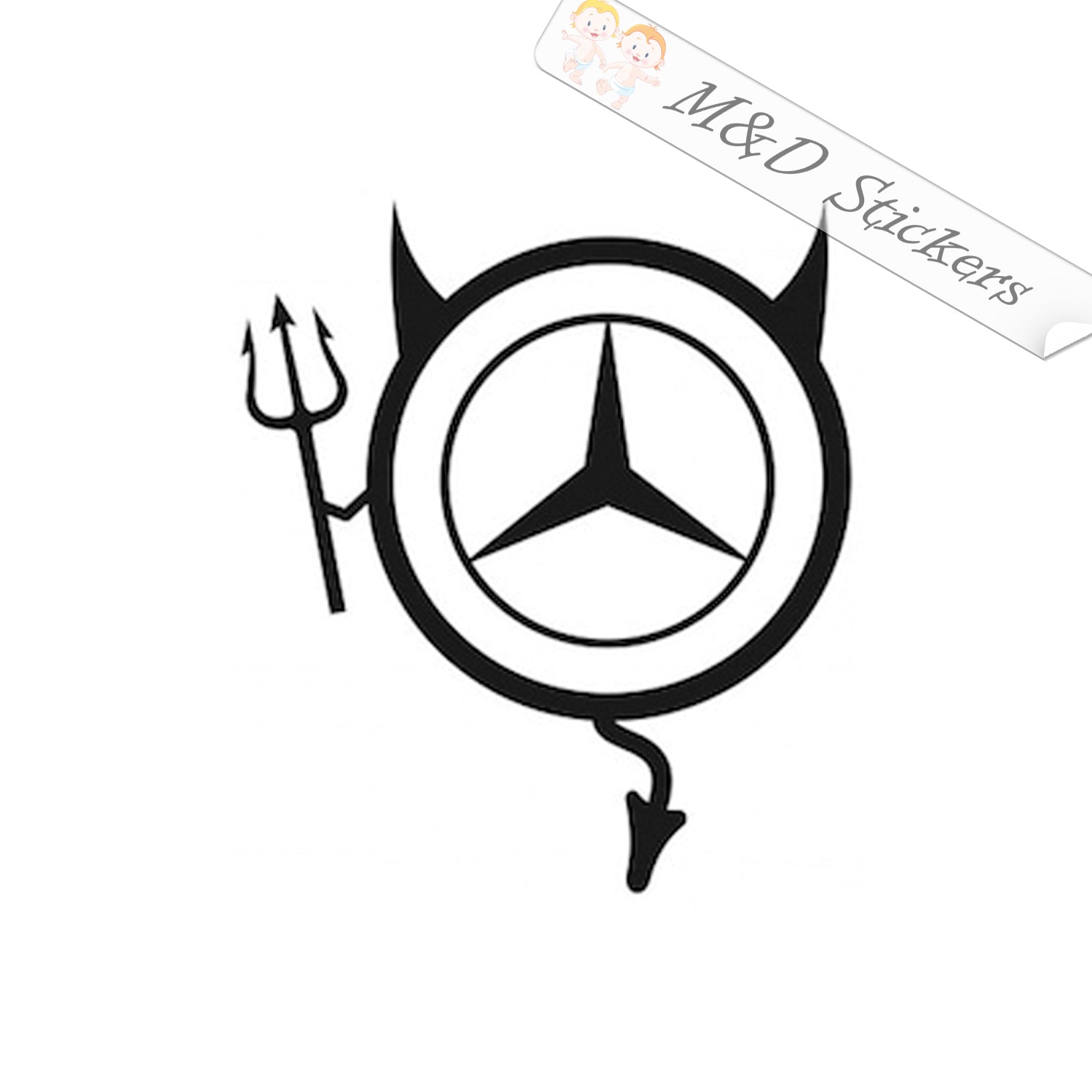 voormalig Zwart achterzijde Mercedes Benz Devil Logo (4.5" - 30") Vinyl Decal in Different colors – M&D  Stickers