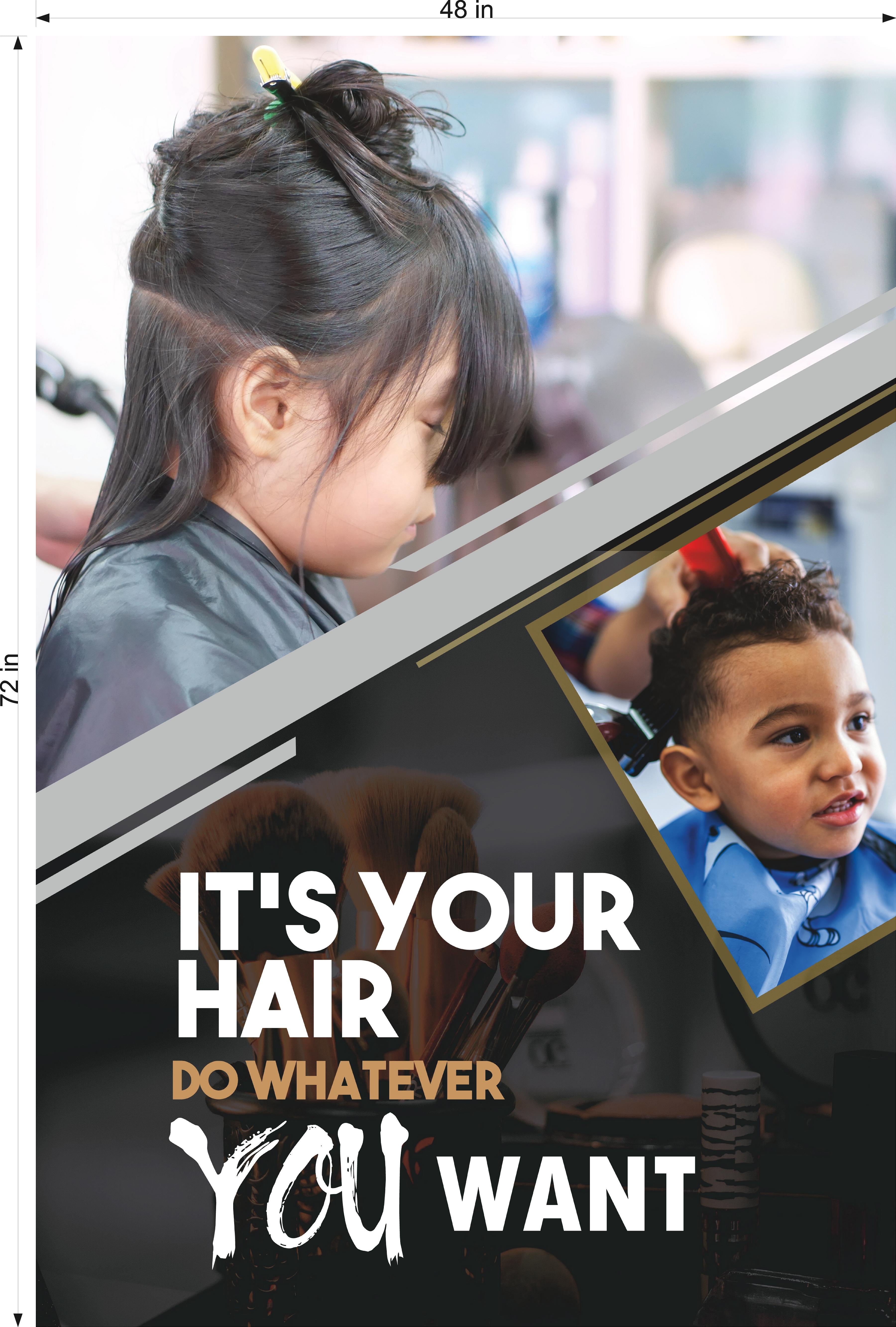 Family Hair 17 Photo-Realistic Paper Poster Interior Inside Wall Window Non-Laminated Salon Haircut 