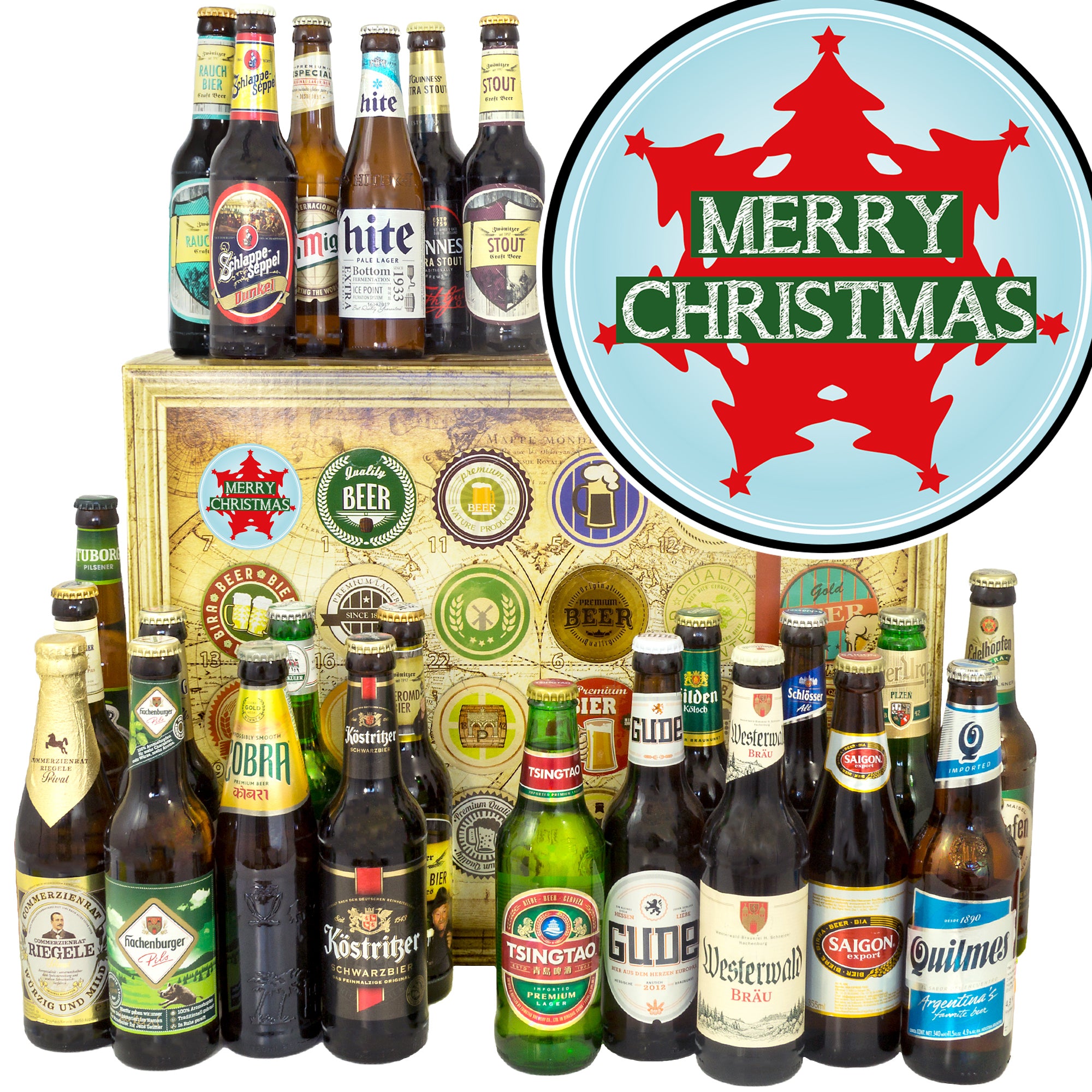 Frohe Weihnachten Baum 24 Spezialitaten Bier Deutschland Und Welt Monatsgeschenke De