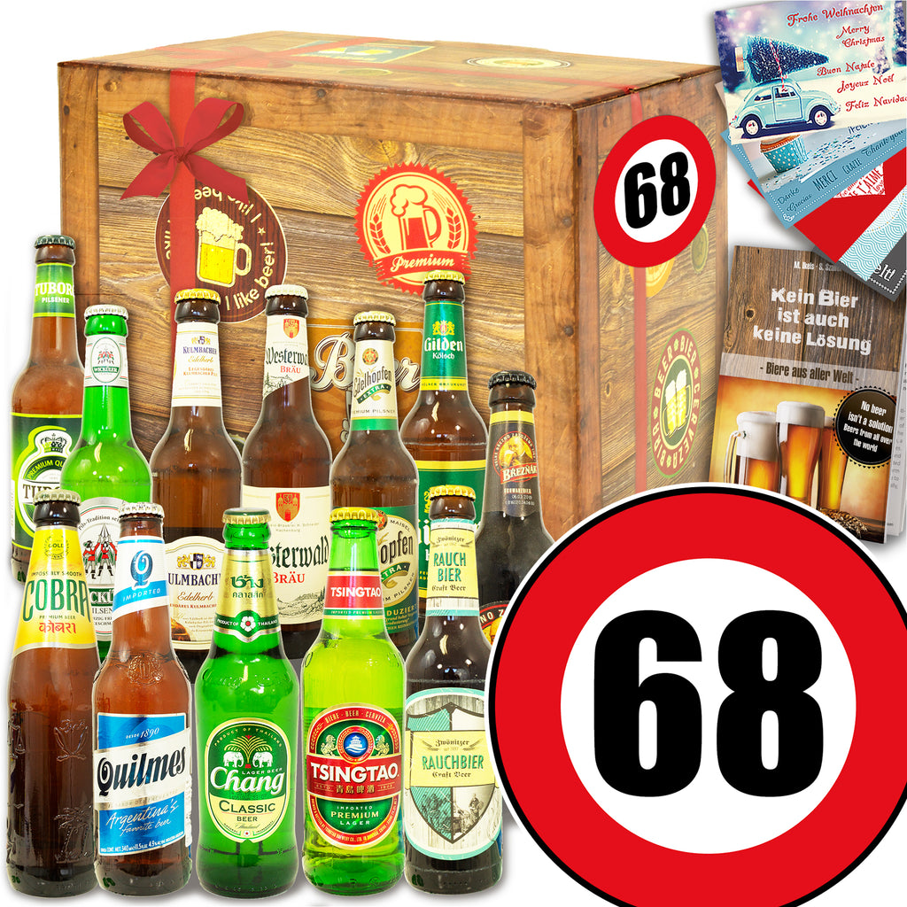 Zahl 68 | 12x Bier International und DE | Geschenkidee