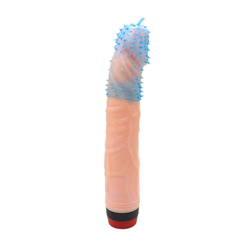 21 CM REALISTIC VIBRATING DILDO WITH PRICKLY PENIS SLEEVE