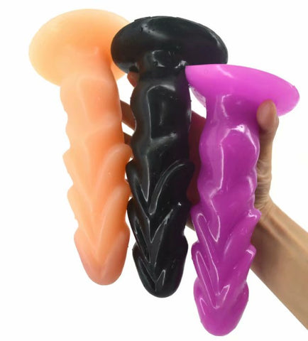 FAKE RIBBED DOG DICK SUCTION CUP DILDO