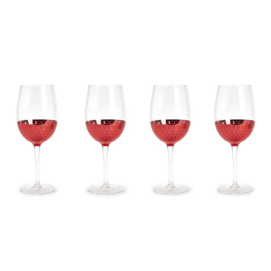 Two's Company Set of 4 Lattice Stemless Wine Glass.