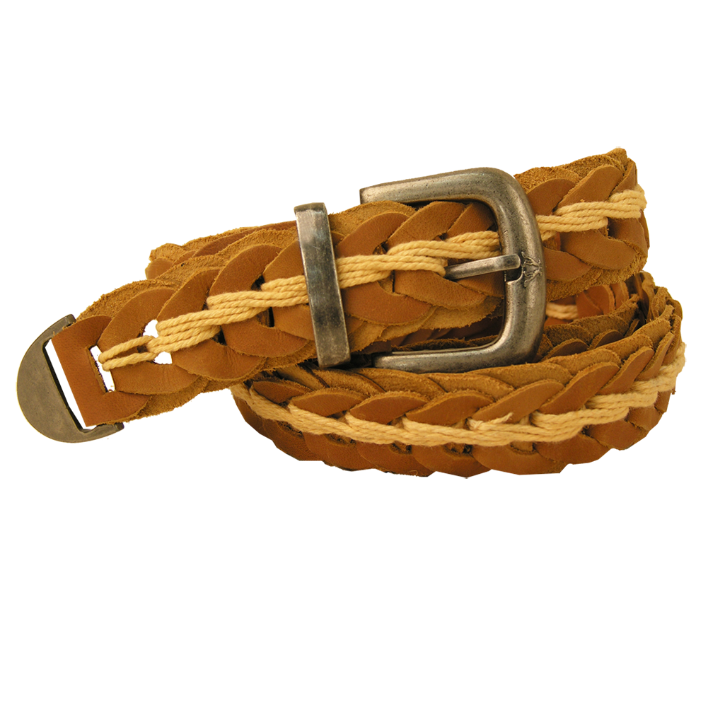 Tucker Buffalo Leather Hand Braided Belt in Rust