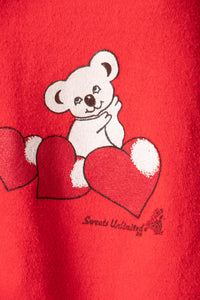 1990s Sweatshirt Bear Love Hearts L