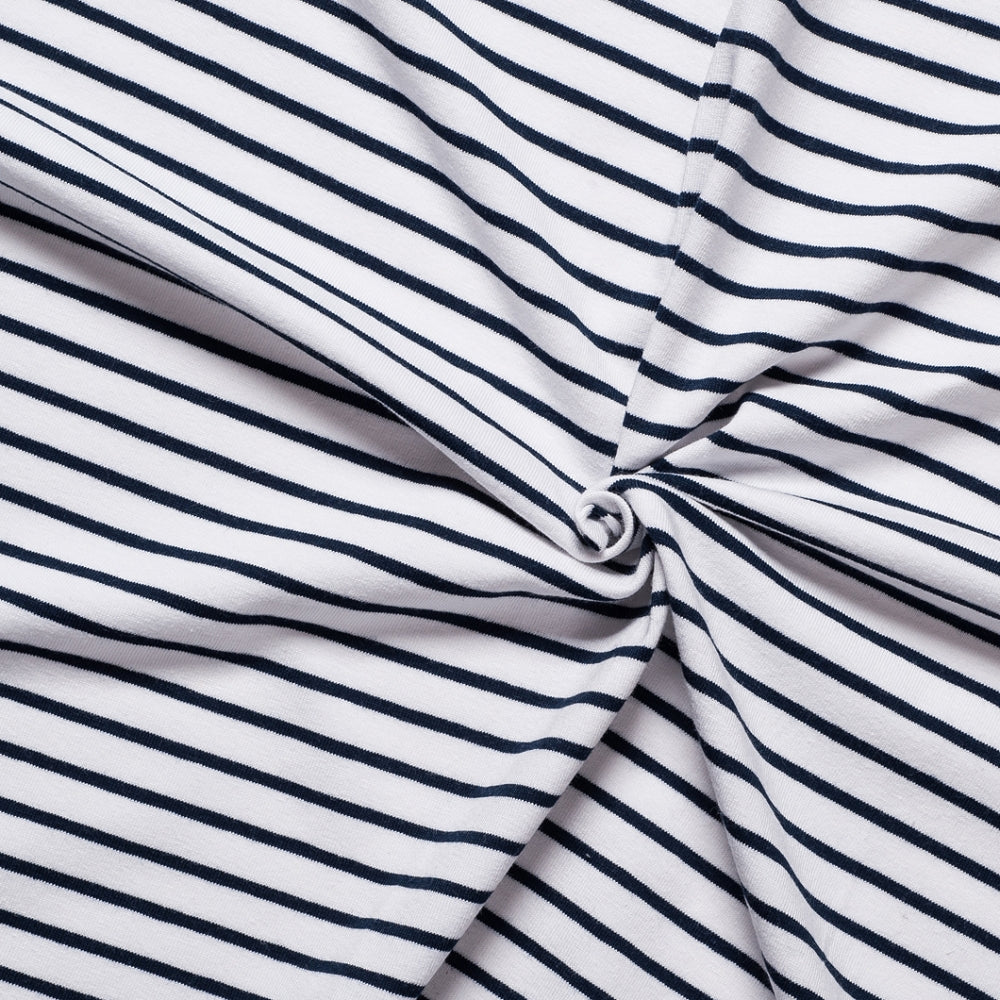 Jersey Knit Fabric Navy and White Stripe Soft Medium Breton Classic ...