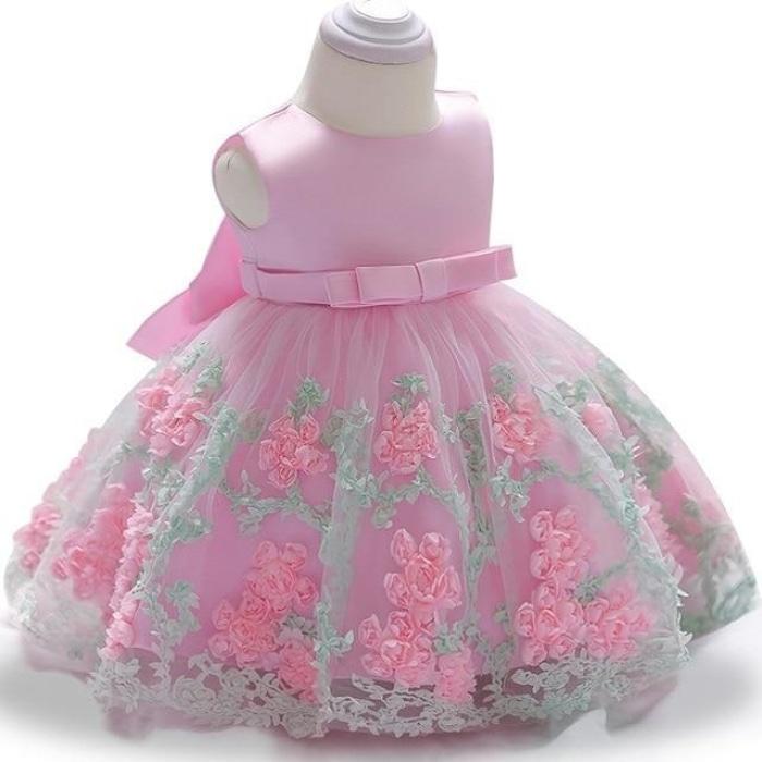 Buy Baby Girl Round Collar Floral Ball Gown Dress - Cutesy Cup | Baby ...