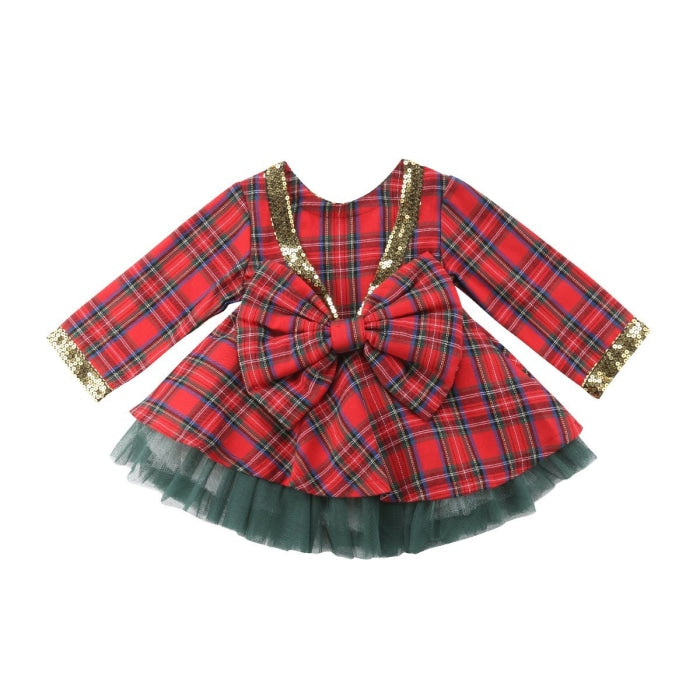 Bow Beauty Plaid Style Tutu Bow Party Dress for Girls - Cutesy Cup ...