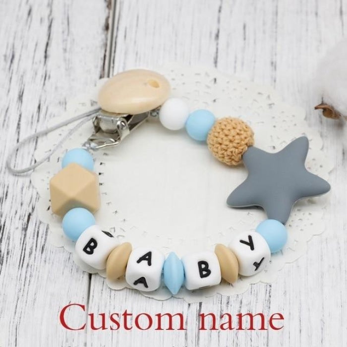 Colorful Silicone Baby Pacifier Chain with Personalised Name for Teeth ...