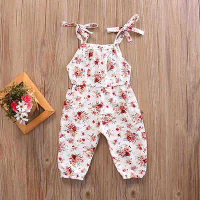 Fashionable Straps Floral Jumpsuit Baby Toddler Girl - 3-6 months