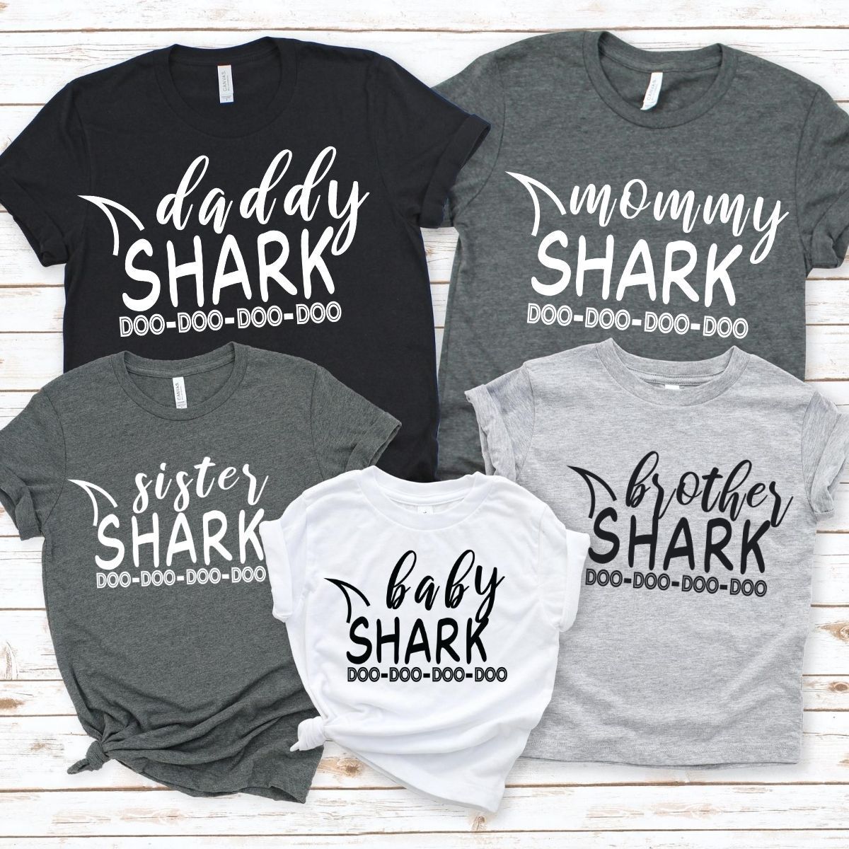 Full Family Mommy Daddy Baby Sister Shark Matching Shirts - Cutesy Cup ...