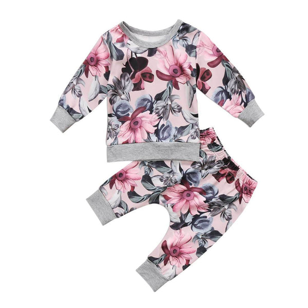 Gray Floral 2 piece Set Baby Girl - Cutesy Cup | Baby & Toddler ...