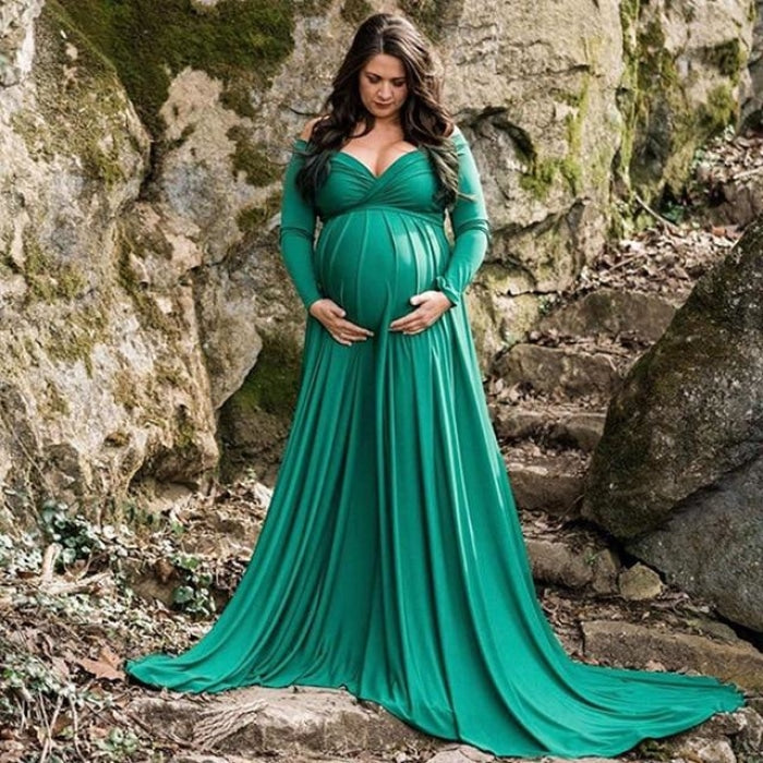 Maternity Maxi Dresses with Long Tail for Photo Shoot - Cutesy Cup ...