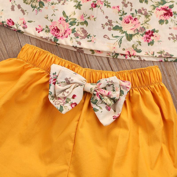 Mustard Shorts Floral Top Set Baby Girl - Cutesy Cup | Baby & Toddler ...