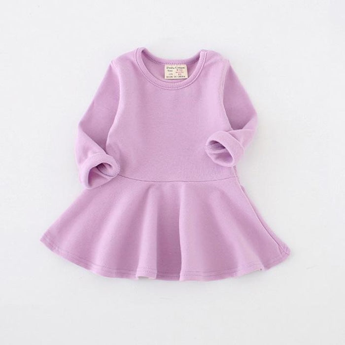 Plain and Pretty Autumn Long Sleeves Solid Dress For Girls - Cutesy Cup ...