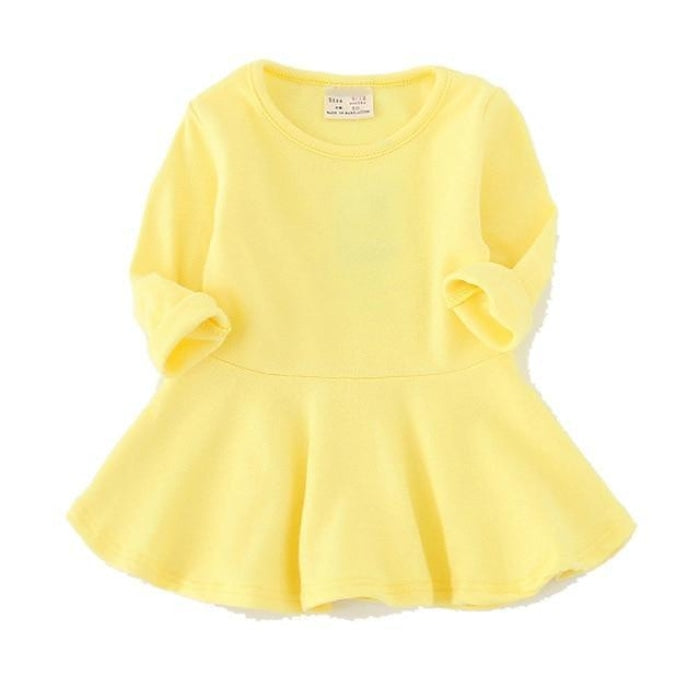 Plain and Pretty Autumn Long Sleeves Solid Dress For Girls - Cutesy Cup ...