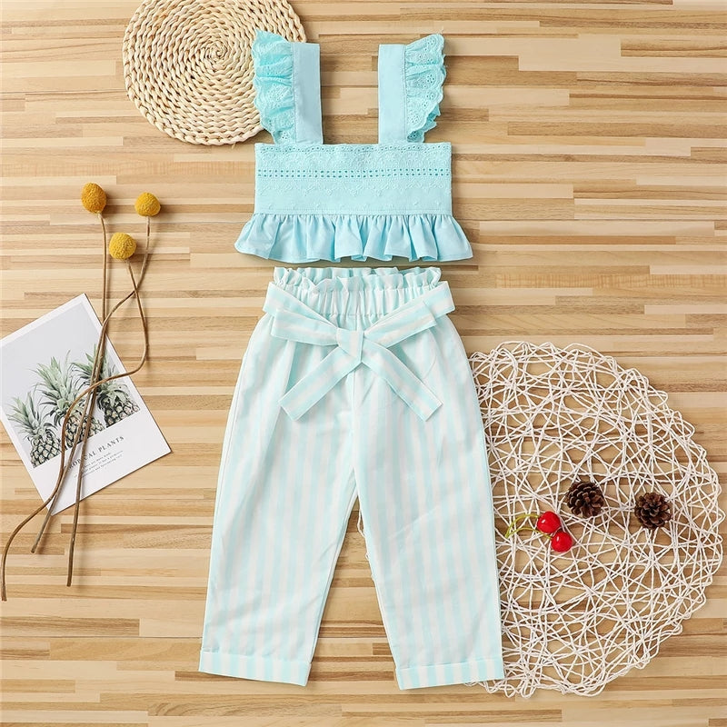 Striped Blue Crop top 2 pc Set Baby Toddler Girl - Cutesy Cup | Baby ...