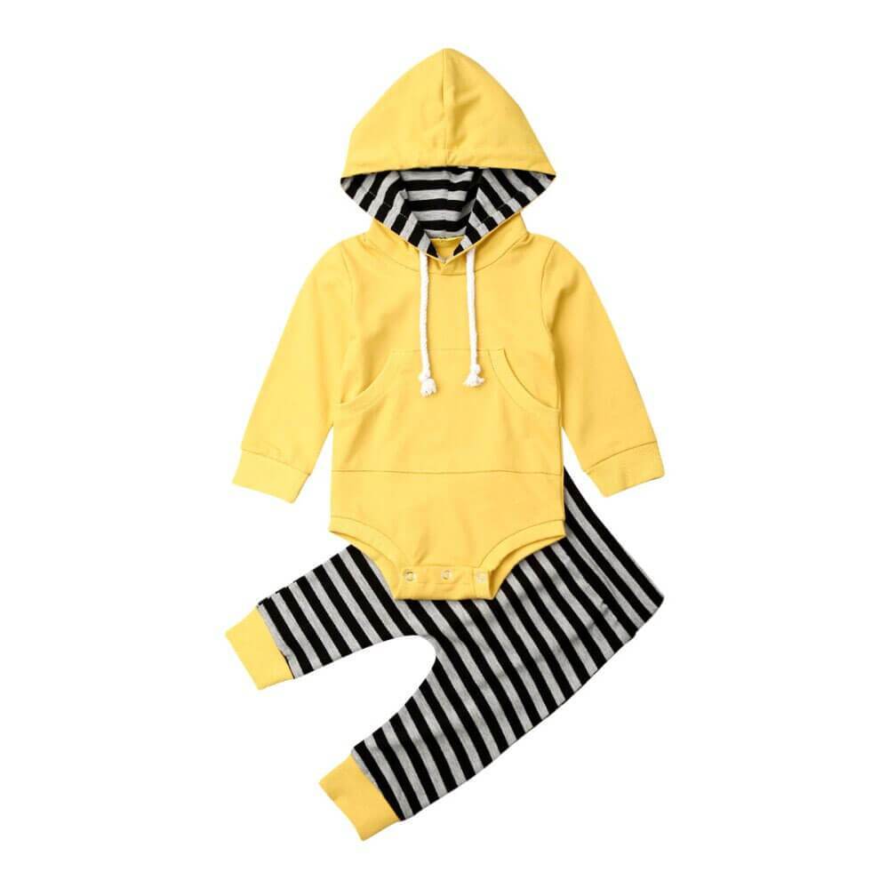 Striped Green Hooded 2 pc Set Baby Boy - Cutesy Cup | Baby & Toddler ...