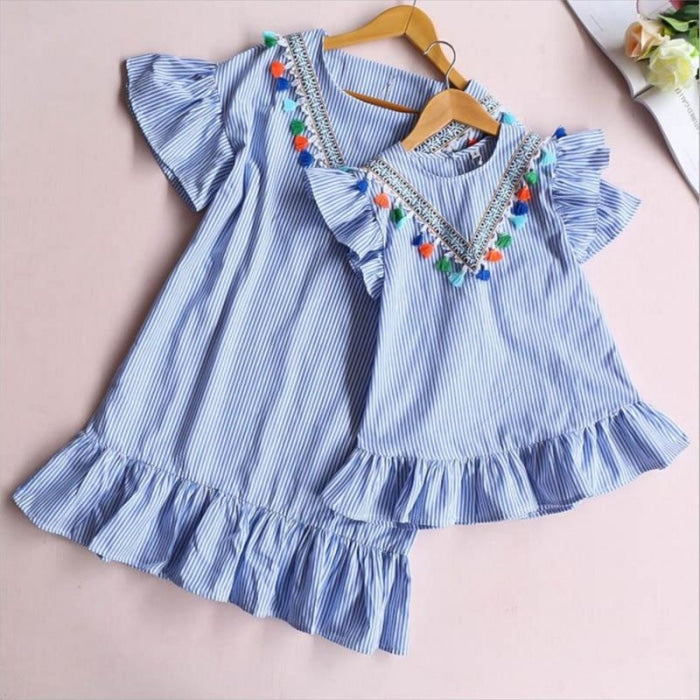 Stylish Tassel Mini Matching Dress for Mother Daughter - Cutesy Cup ...