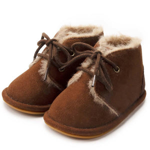 Warm Winter Cotton Anti-slip Sole Newborn First Walkers Shoes For Baby Boys And Girls - Dark brown / 7-12 Months