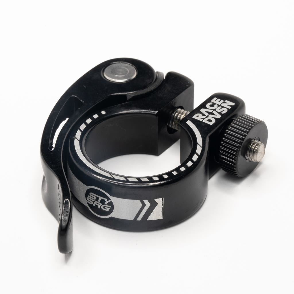 An image of Stay Strong Race DVSN Chevron Seat Clamp Black / 25.4mm BMX Seat Clamps