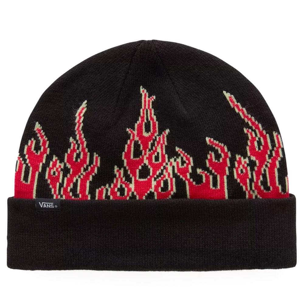 An image of Vans Kids Up In Flames Beanie - Black Kids Caps & Beanies