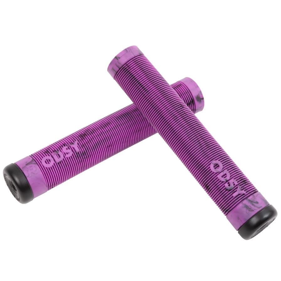 An image of Odyssey Broc Raiford Grips Purple With Black Swirl BMX Grips