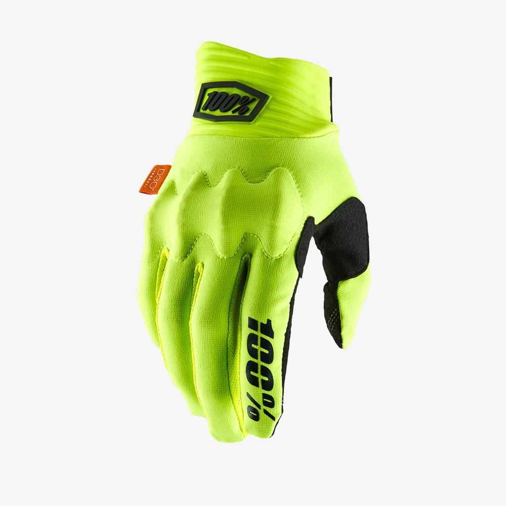 An image of 100% Cognito D30 Race Gloves - Fluo Yellow/Black X Large BMX Gloves