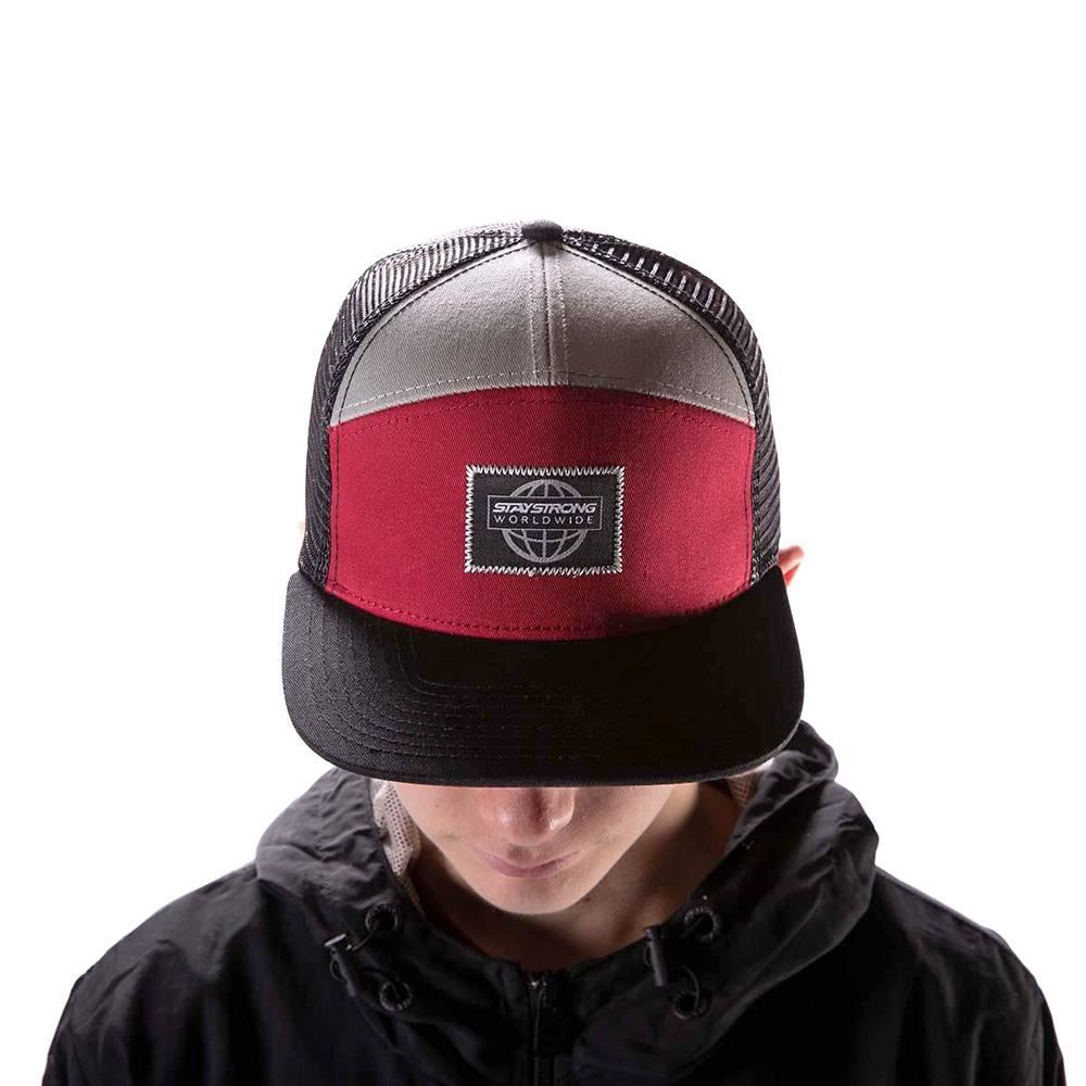 An image of Stay Strong World Wide Snapback - Black/Maroon Caps & Beanies