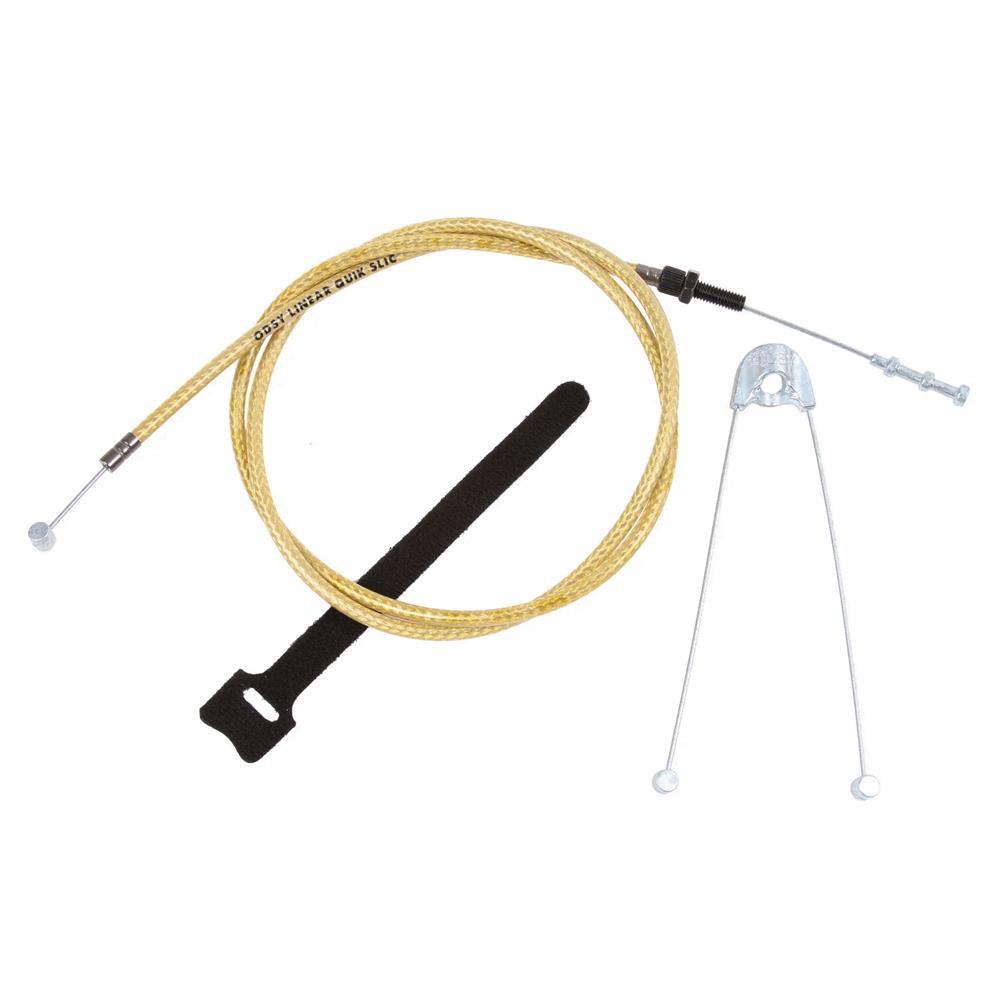 An image of Odyssey Adjustable quik slic cable Gold Mesh Braided BMX Brake Cables