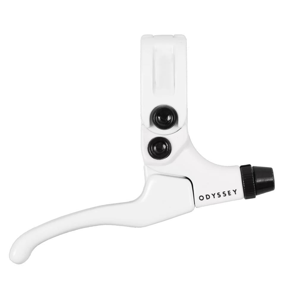 An image of Odyssey Monolever Medium White / Right BMX Brake Levers
